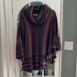 Elegant Multicolor Cowl Neck Poncho